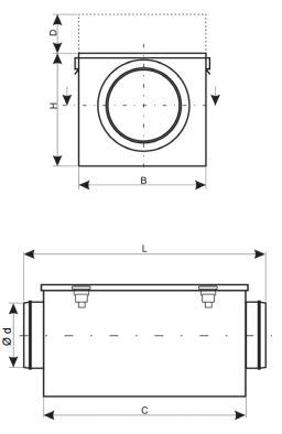 Filterbox F7 mit rundem Anschlusstutzen in verschiedenen Nennweiten